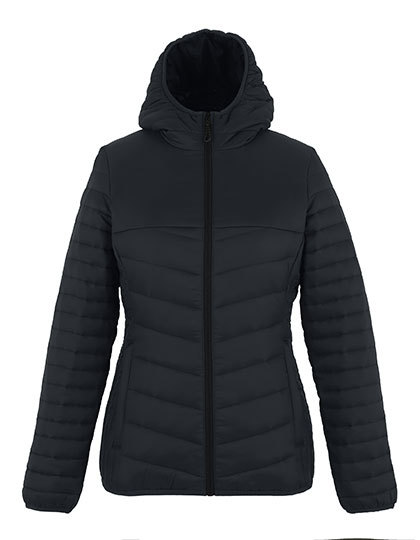 Damska Kurtka Pikowana z Kapturem RG970 - Seal Grey & Black