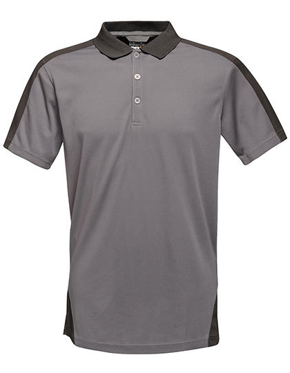 Koszulka Polo Meska Szybkoschnaca Poliestrowa RG1740 - Seal Grey (Solid) & Black