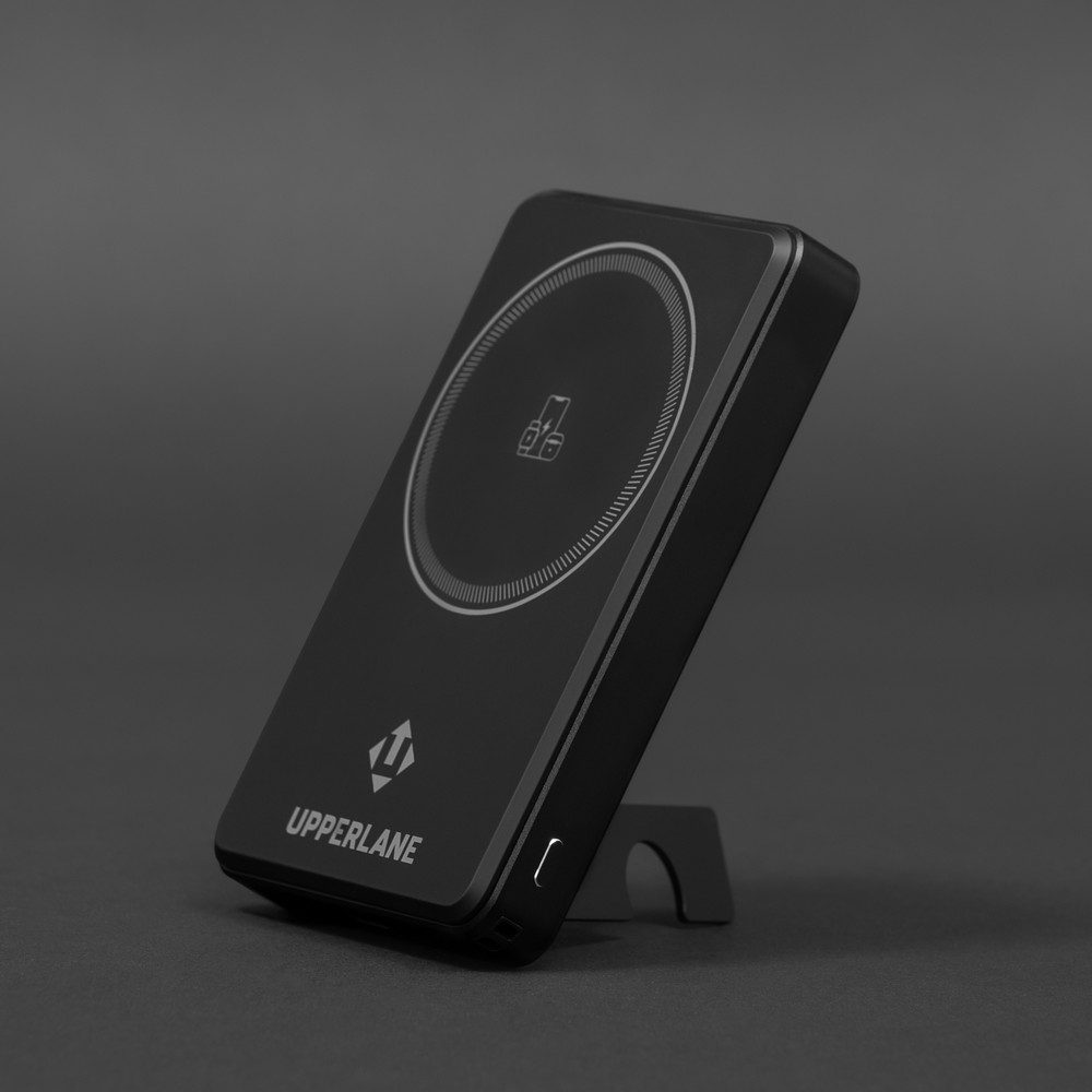 Bezprzewodowy power bank magnetyczny 10000 mAh Upperlane - czarny