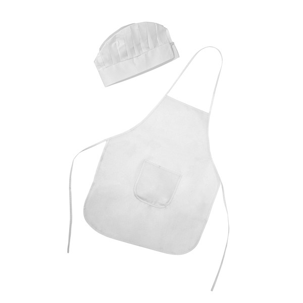 Zestaw: fartuch/czapka JAMIE DE9133 - biały