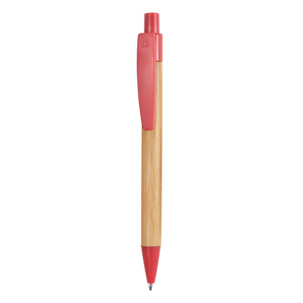 Długopis STOA HW8034 - czerwony/naturalny