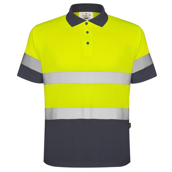 Koszulka polo odblaskowa POLARIS HV9302 - grafitowy/żółty fluorescencyjny