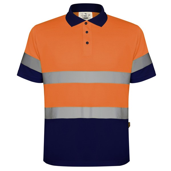 Koszulka polo odblaskowa POLARIS HV9302 - granatowy/pomarańczowy fluorescencyjny