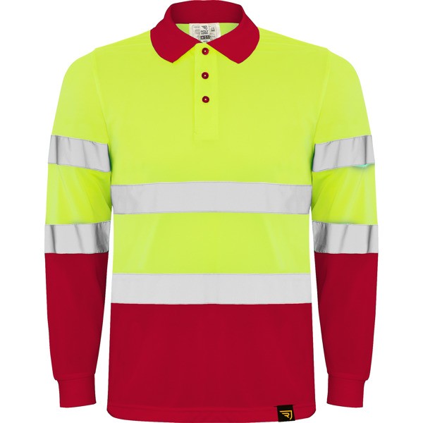 Odzież POLARIS L/S HV9306 - rojo laboral/amarillo flúor