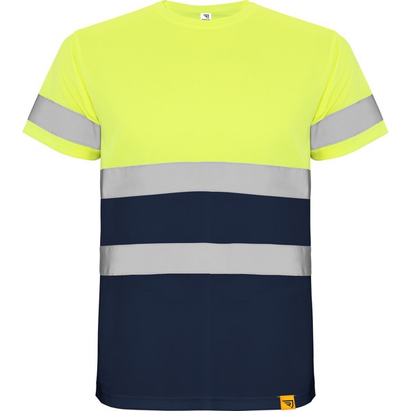 Koszulka z krótkim rękawem odblaskowa DELTA HV9310 - granatowy/żółty fluor