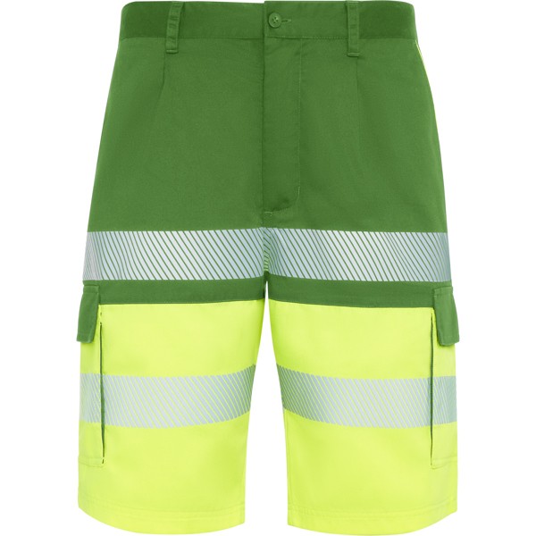 Krótkie spodenki odblaskowe LADA HV9328 - zieleń ogrodowa/żółty fluorescencyjny