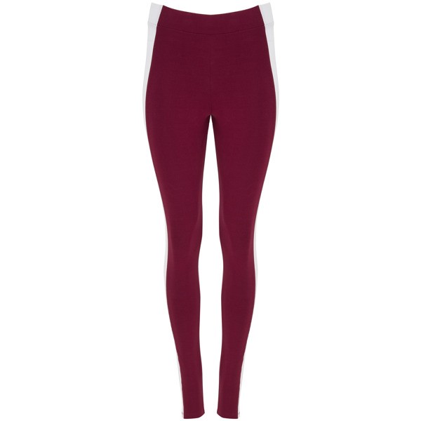 Legginsy AGIA LG0398 - bordowy/biały
