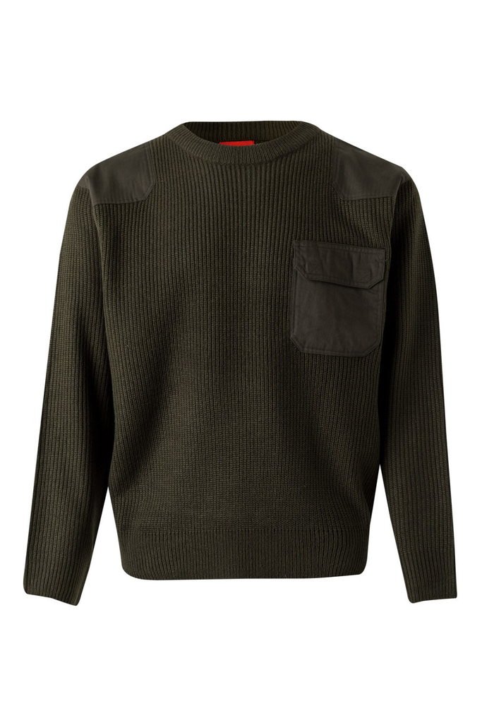Sweter z okrągłym dekoltem 100 - KHAKI GREEN 03