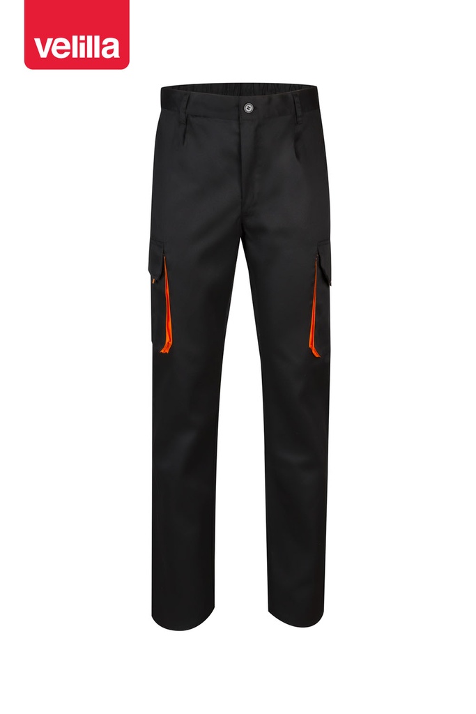 Spodnie dwukolorowe z wieloma kieszeniami 103004 - BLACK/ORANGE 00/16