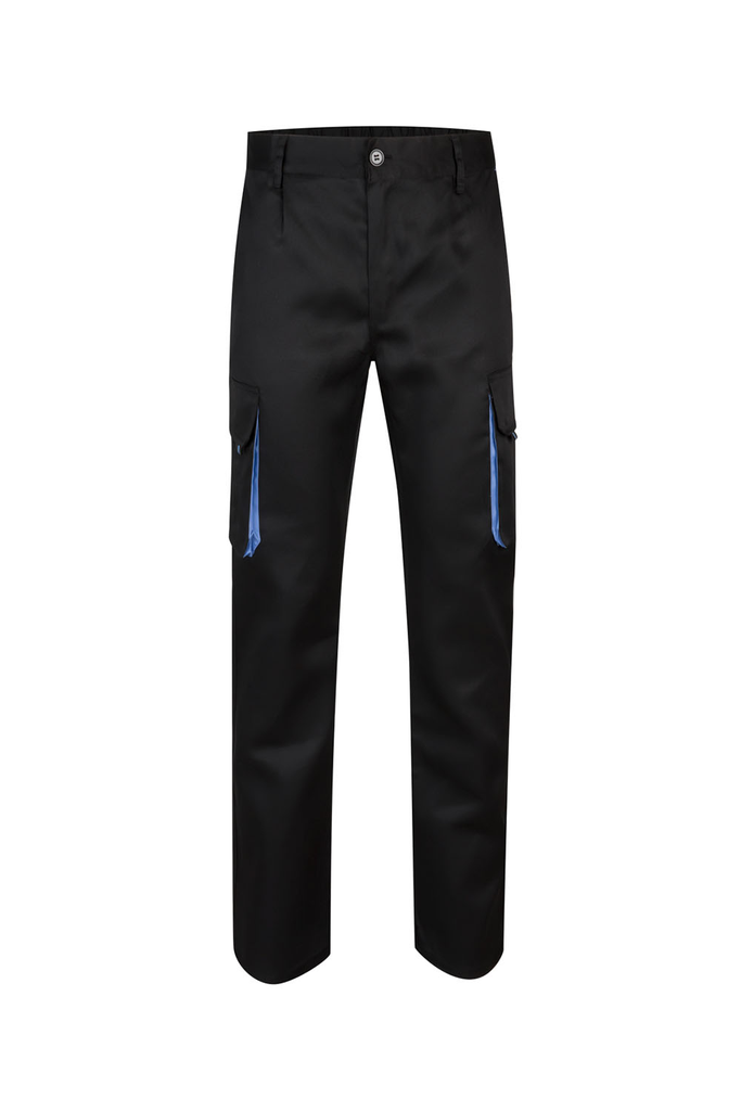 Spodnie dwukolorowe z wieloma kieszeniami 103004 - BLACK/SKY BLUE 00/05