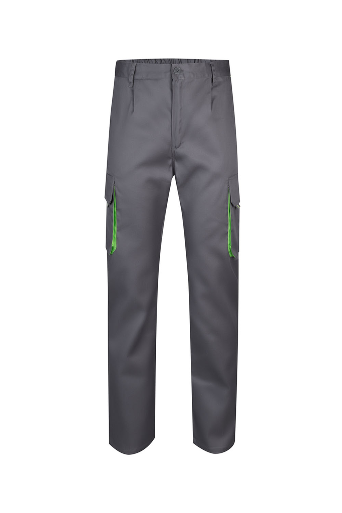 Spodnie dwukolorowe z wieloma kieszeniami 103004 - GREY/LIME GREEN 08/25