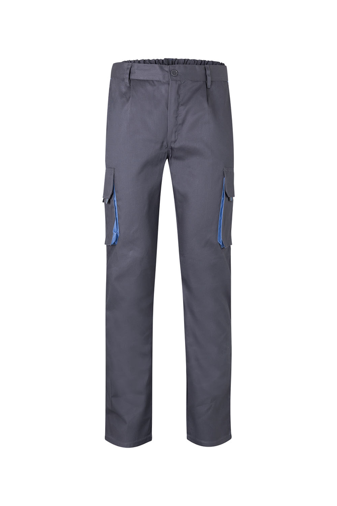 Spodnie dwukolorowe z wieloma kieszeniami 103004 - GREY/SKY BLUE 08/05