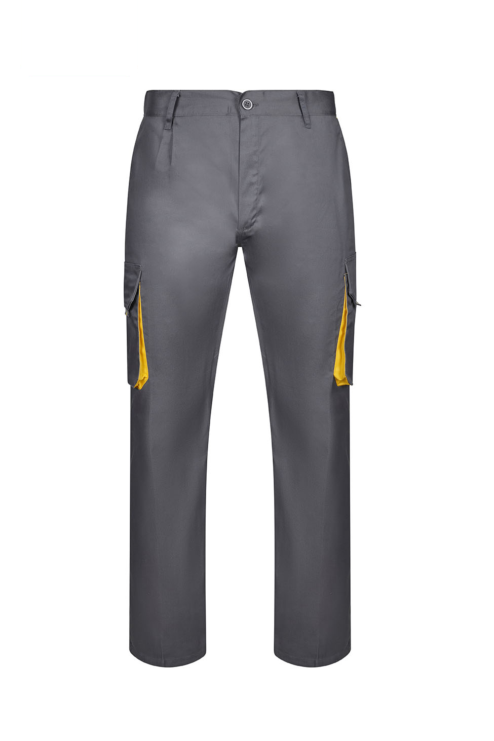 Spodnie dwukolorowe z wieloma kieszeniami 103004 - GREY/YELLOW 08/17