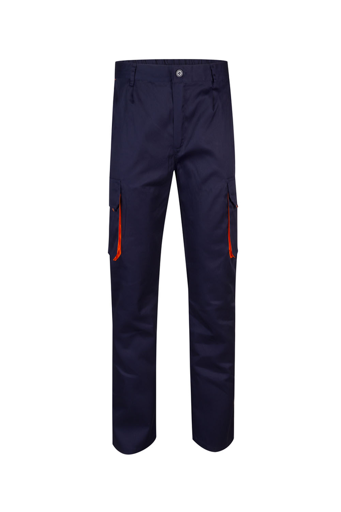 Spodnie dwukolorowe z wieloma kieszeniami 103004 - MARINE BLUE/ORANGE 01/16