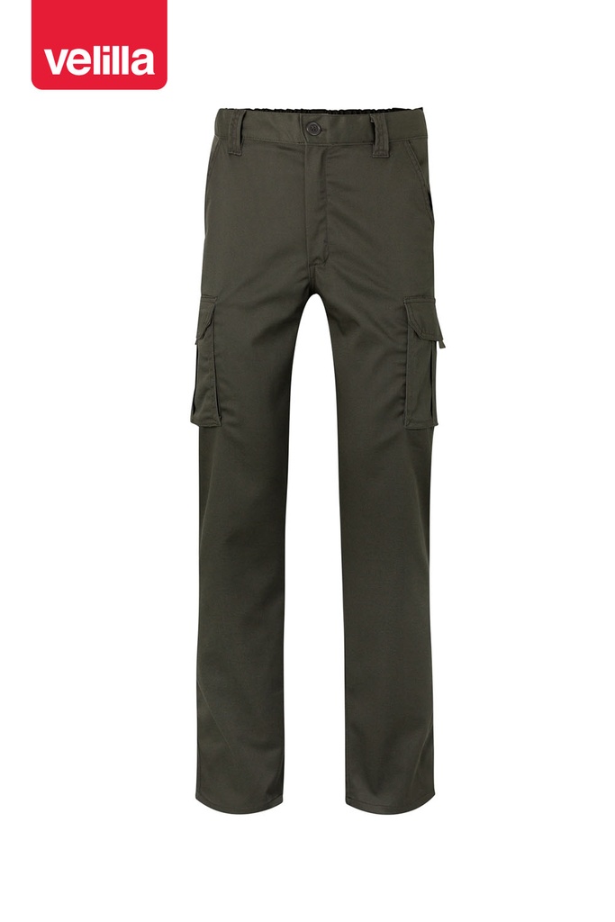 Spodnie stretch z wieloma kieszeniami 103005S - KHAKI GREEN 03