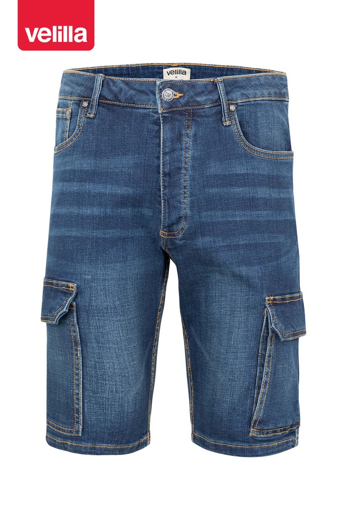 Spodenki stretch z wieloma kieszeniami 103017S - BLUE DENIM 63