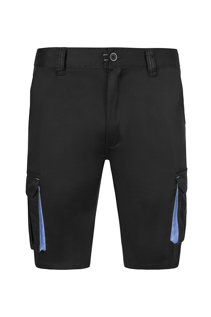 Spodenki dwukolorowe stretch z wieloma kieszeniami 103034S - BLACK/SKY BLUE 00/05