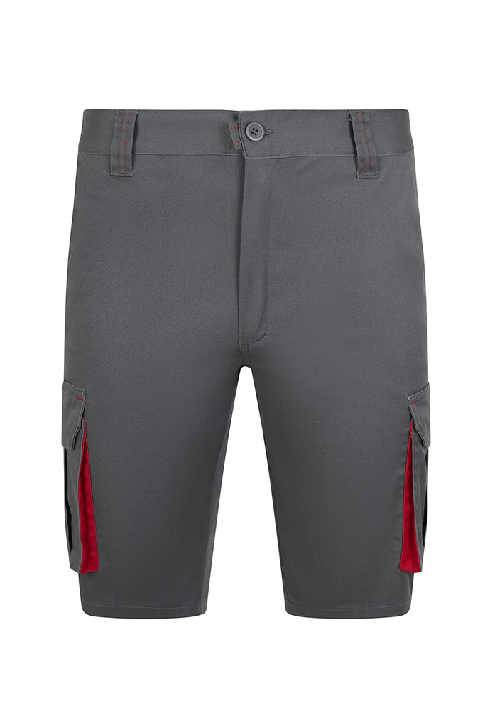 Spodenki dwukolorowe stretch z wieloma kieszeniami 103034S - GREY/RED 08/12
