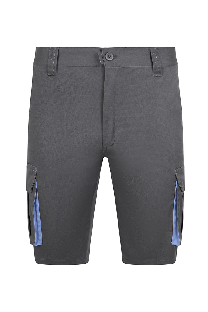 Spodenki dwukolorowe stretch z wieloma kieszeniami 103034S - GREY/SKY BLUE 08/05