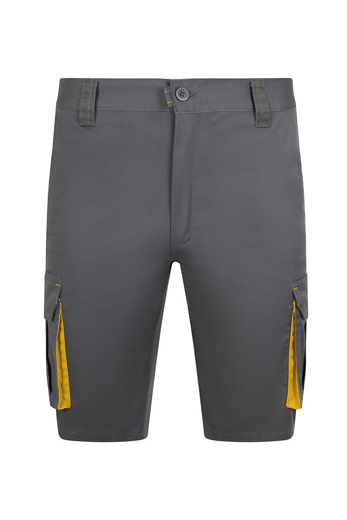 Spodenki dwukolorowe stretch z wieloma kieszeniami 103034S - GREY/YELLOW 08/17