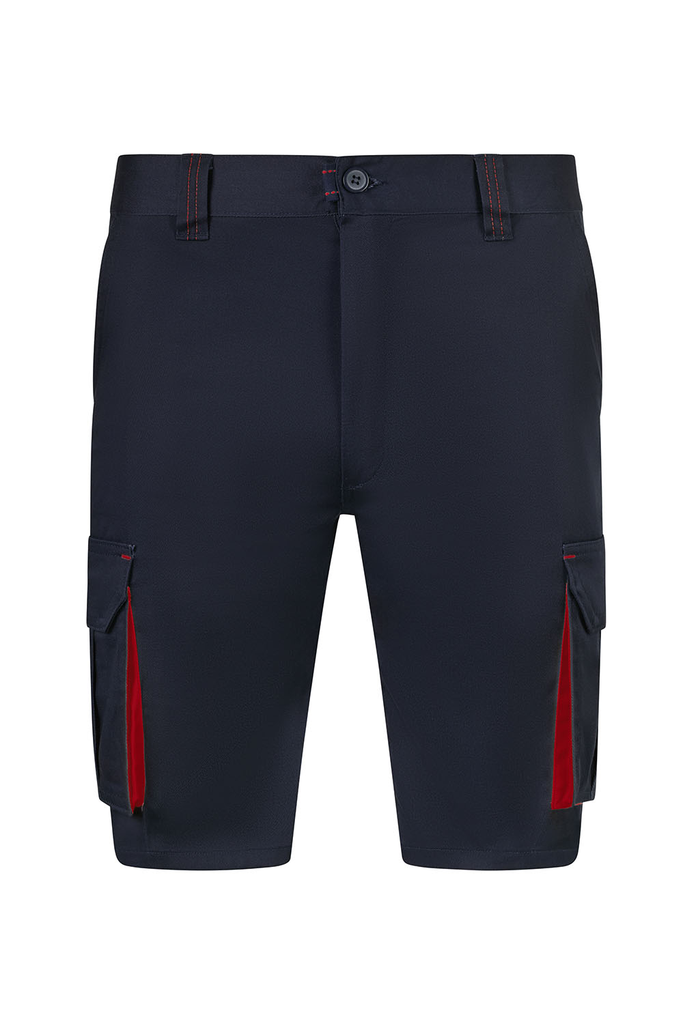 Spodenki dwukolorowe stretch z wieloma kieszeniami 103034S - NAVY BLUE/RED 61/12