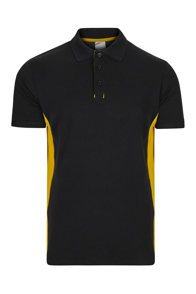 Koszulka polo dwukolorowa z krótkim rękawem 105504 - BLACK/YELLOW 00/17