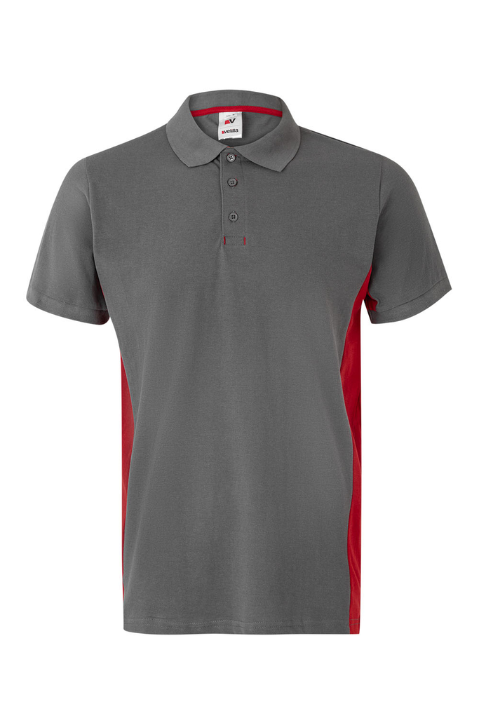 Koszulka polo dwukolorowa z krótkim rękawem 105504 - GREY/RED 08/12