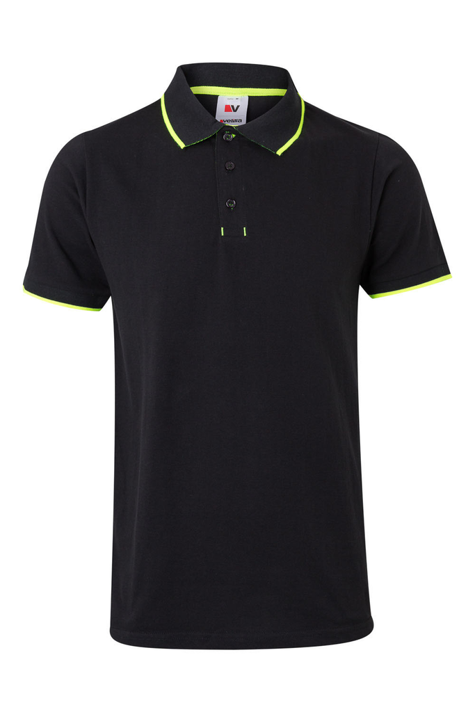 Koszulka polo dwukolorowa z krótkim rękawem 105505 - BLACK/HI-VIS YELLOW 00/20