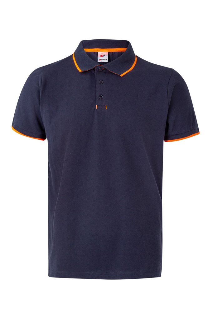Koszulka polo dwukolorowa z krótkim rękawem 105505 - NAVY BLUE/HI-VIS ORANGE 61/19