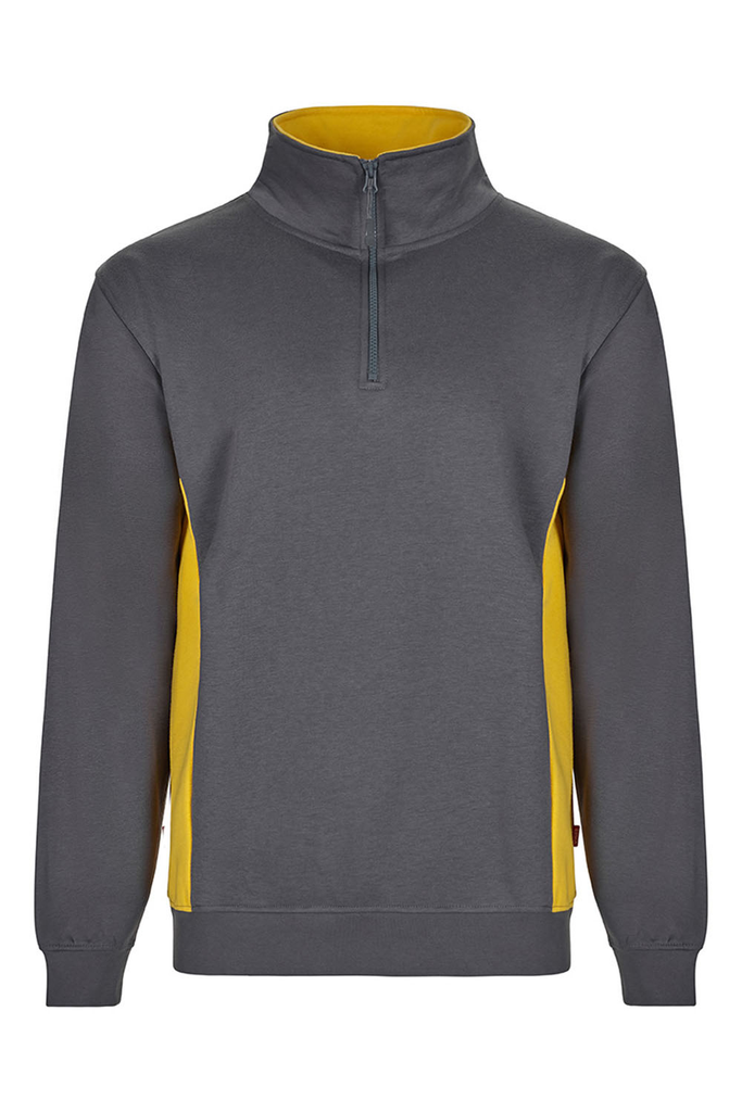 Bluza dwukolorowa z krótkim zamkiem 105704 - GREY/YELLOW 08/17