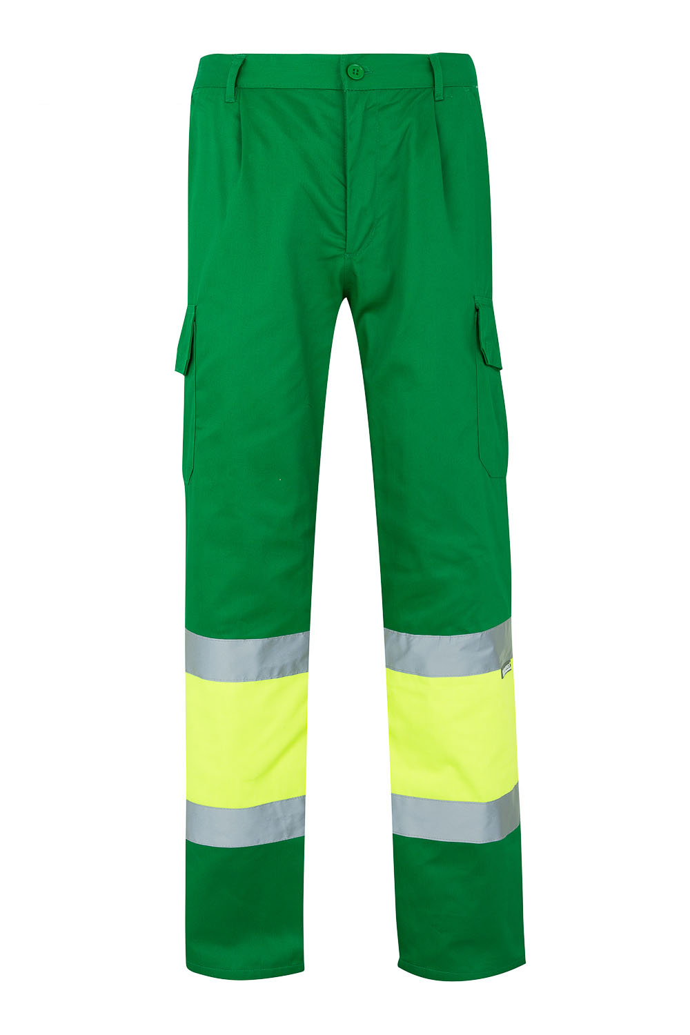 Spodnie dwukolorowe z wieloma kieszeniami z odblaskami 156 - GRASS GREEN/HI-VIS YELLOW 29/20