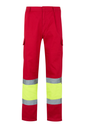 Spodnie dwukolorowe z wieloma kieszeniami z odblaskami 156 - RED/HI-VIS YELLOW 12/20