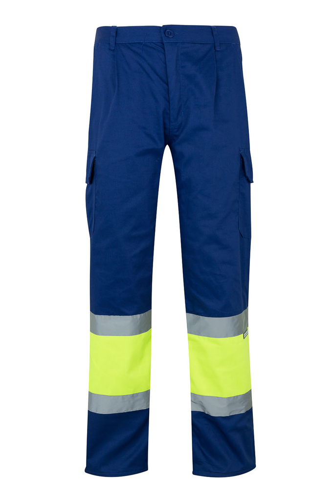 Spodnie dwukolorowe z wieloma kieszeniami z odblaskami 156 - ROYAL BLUE/HI-VIS YELLOW 09/20