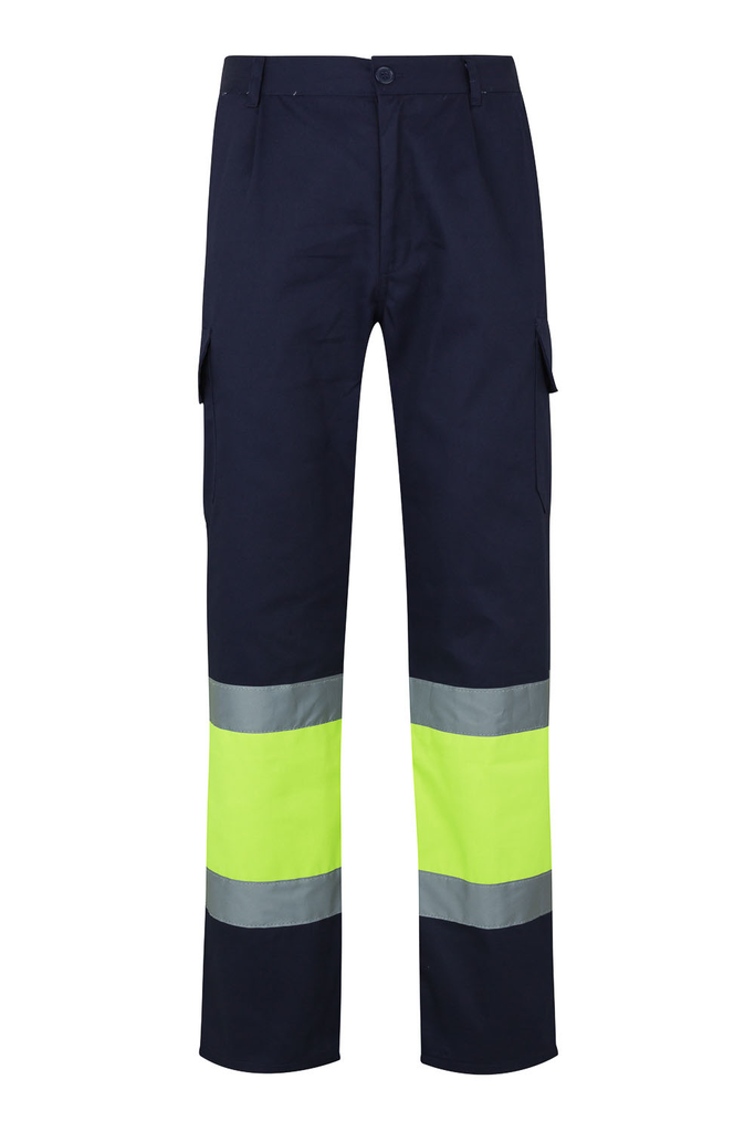 Spodnie dwukolorowe z wieloma kieszeniami z odblaskami 157 - MARINE BLUE/HI-VIS YELLOW 01/20