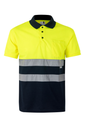 Koszulka polo dwukolorowa z krótkim rękawem z odblaskami 173 - MARINE BLUE/HI-VIS YELLOW 01/20