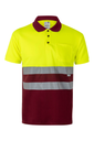 Koszulka polo dwukolorowa z krótkim rękawem z odblaskami 173 - MAROON/HI-VIS YELLOW 18/20