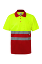 Koszulka polo dwukolorowa z krótkim rękawem z odblaskami 173 - RED/HI-VIS YELLOW 12/20
