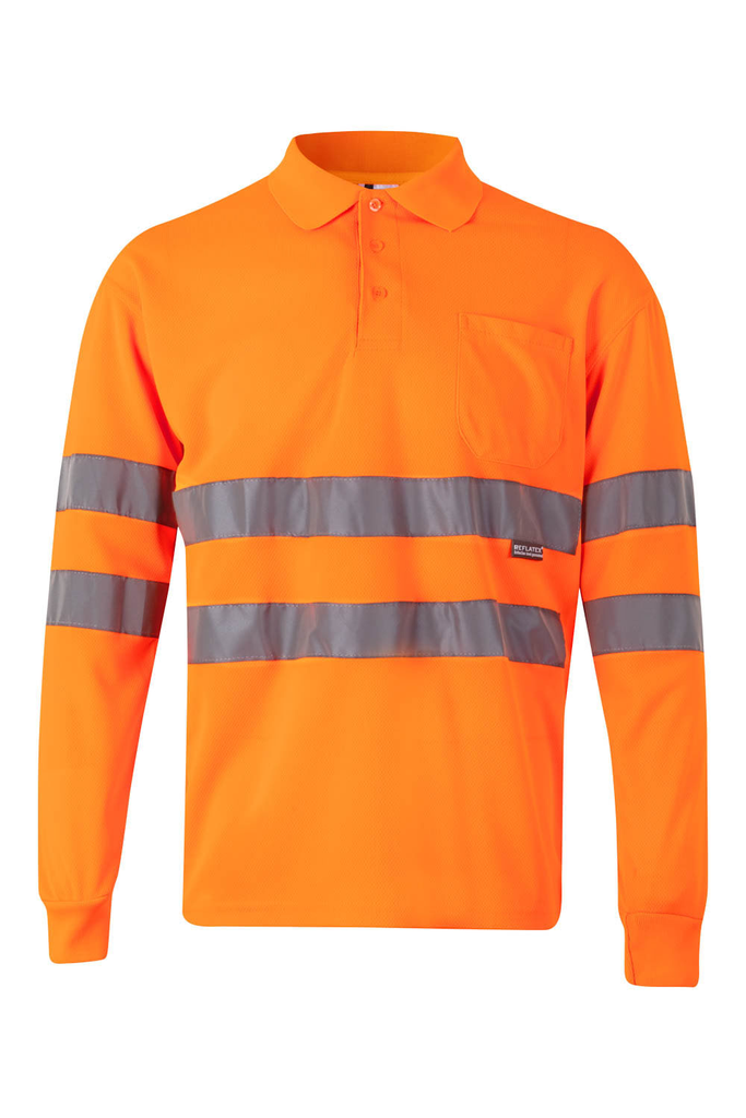 Koszulka polo z długim rękawem z odblaskami 174 - HI-VIS ORANGE 19