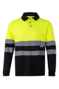 Koszulka polo dwukolorowa z długim rękawem z odblaskami 175 - BLACK/HI-VIS YELLOW 00/20