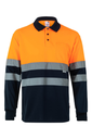 Koszulka polo dwukolorowa z długim rękawem z odblaskami 175 - MARINE BLUE/HI-VIS ORANGE 01/19