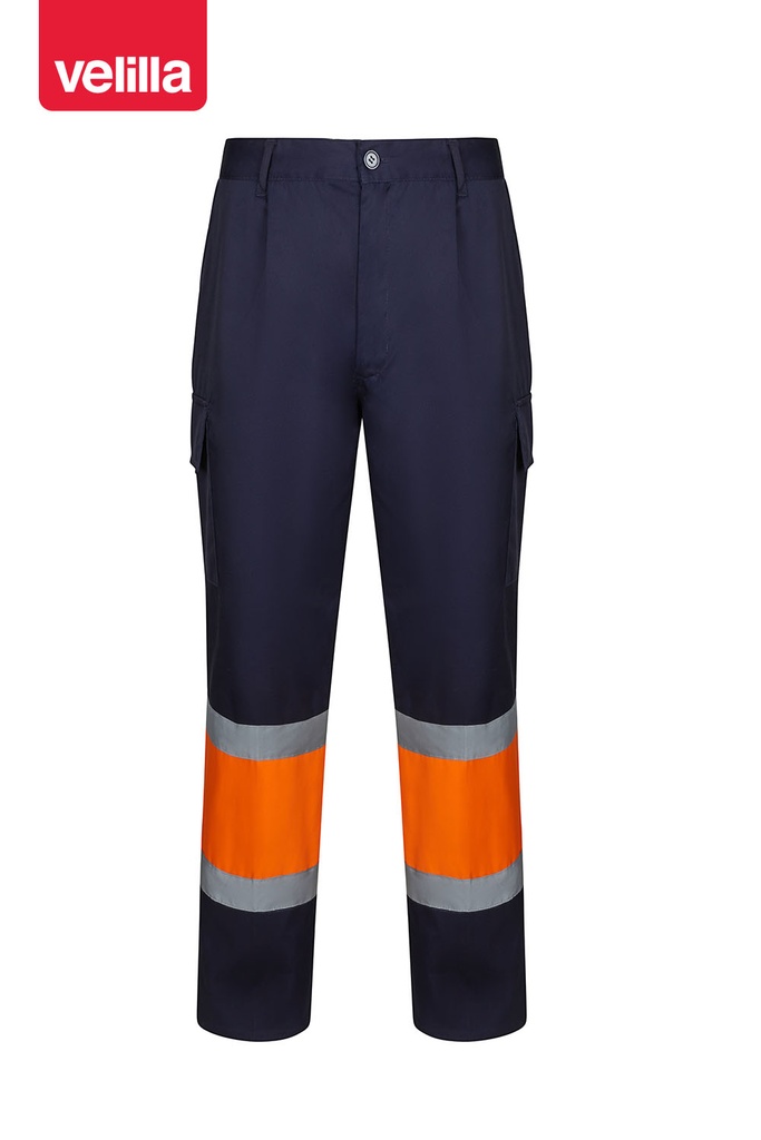 Spodnie dwukolorowe z odblaskami 303003 - MARINE BLUE/HI-VIS ORANGE 01/19