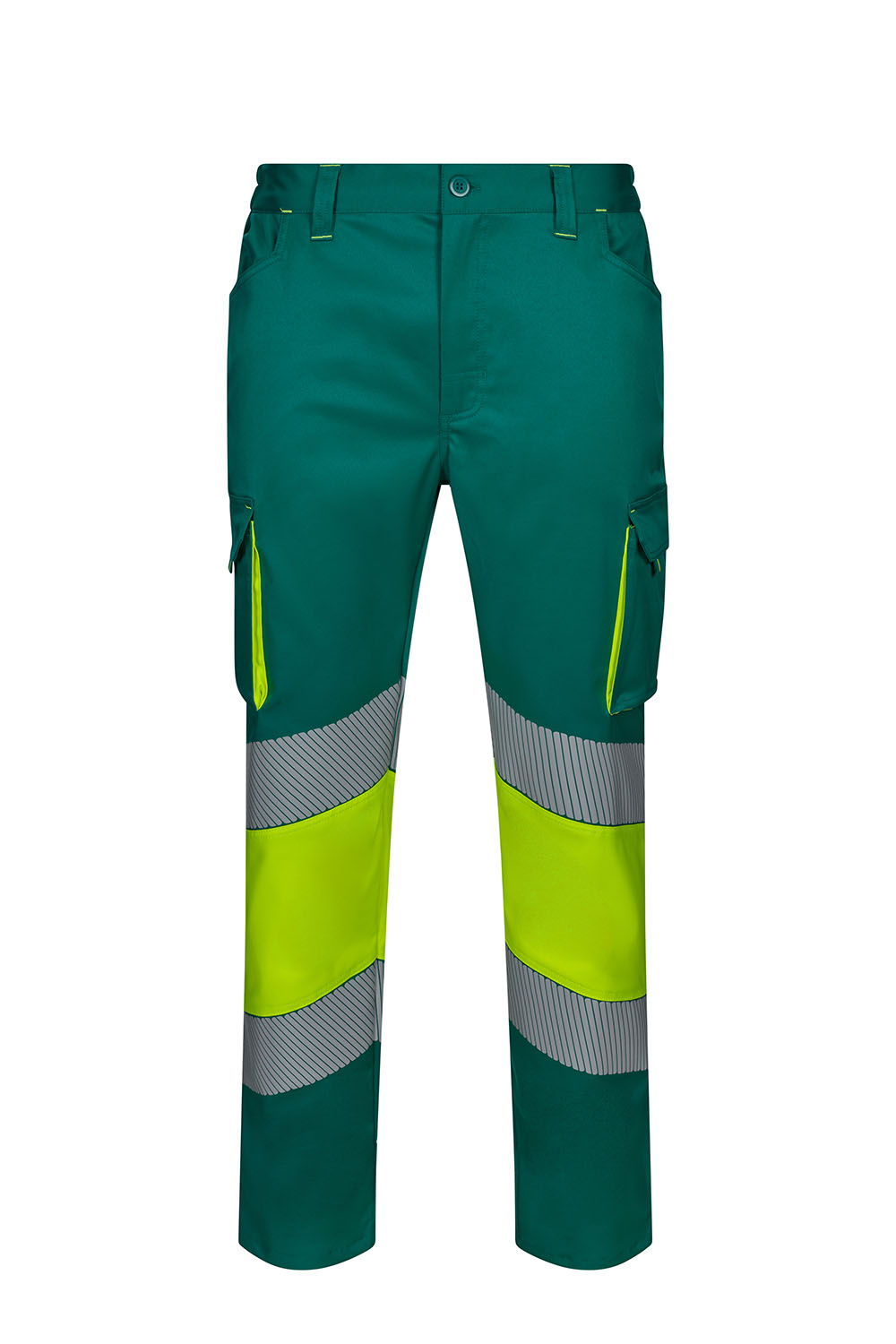 Spodnie dwukolorowe stretch z odblaskami 303008S - GREEN/HI-VIS YELLOW 02/20