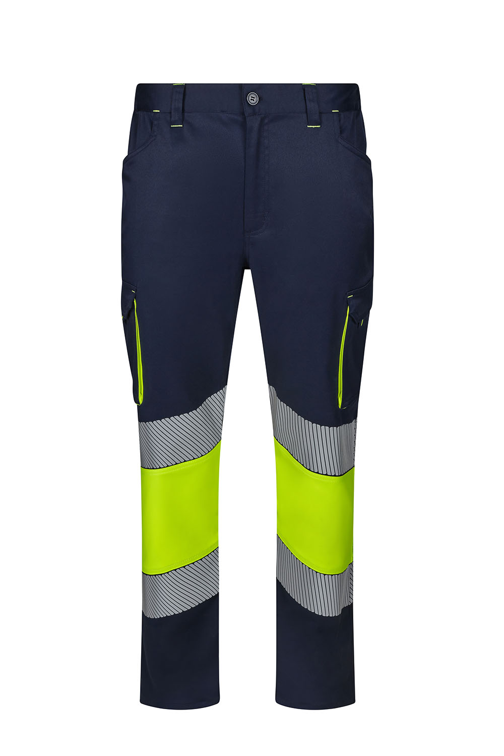 Spodnie dwukolorowe stretch z odblaskami 303008S - NAVY BLUE/HI-VIS YELLOW 61/20