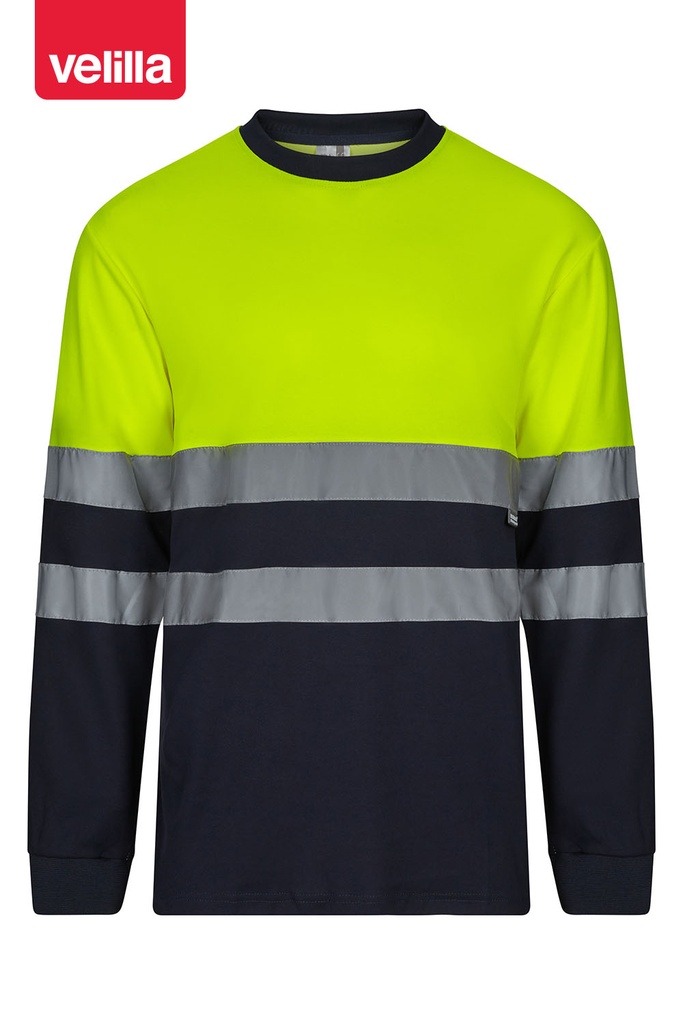 Koszulka dwukolorowa z długim rękawem 305615 - NAVY BLUE/HI-VIS YELLOW 61/20