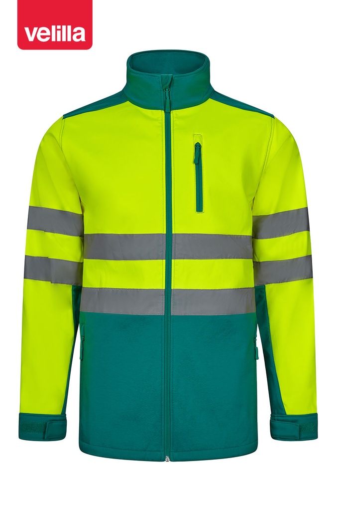 Kurtka softshell dwukolorowa z odblaskami 306006 - GREEN/HI-VIS YELLOW 02/20