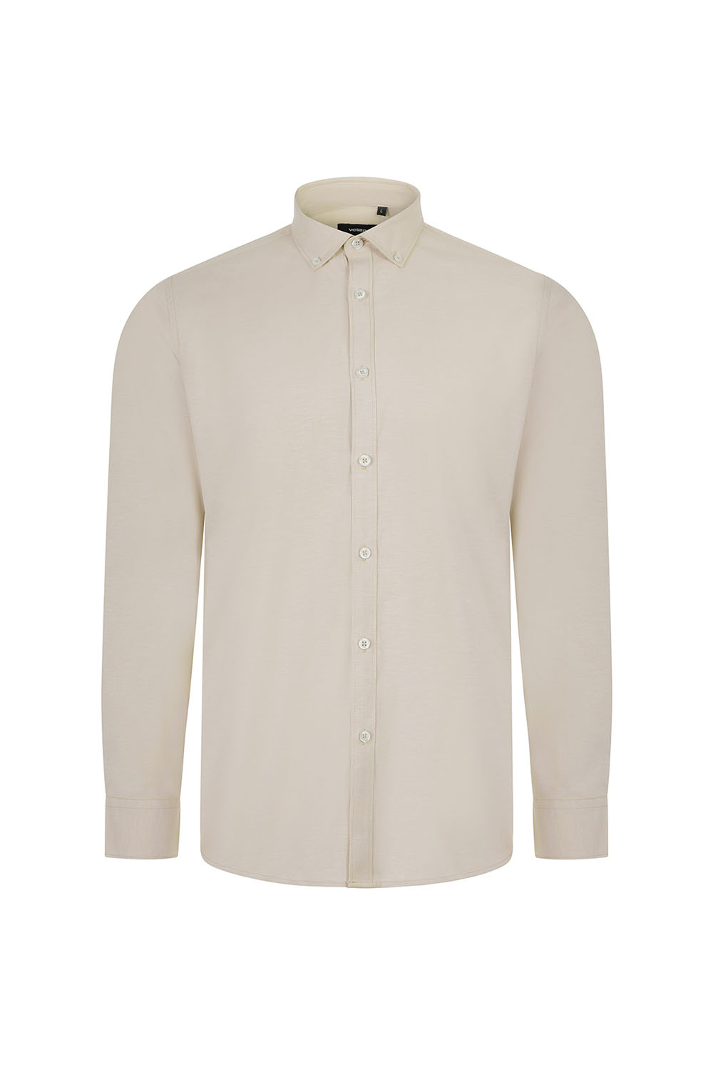 Koszula stretch z długim rękawem męska 405004S - LIGHT BEIGE 47