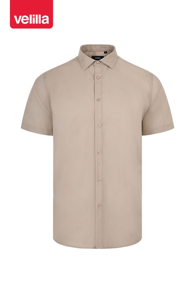 Koszula z krótkim rękawem męska 405008 - LIGHT BEIGE 47