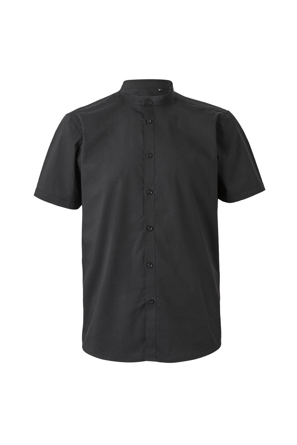 Koszula stretch z krótkim rękawem ze stójką męska 405012S - BLACK 00