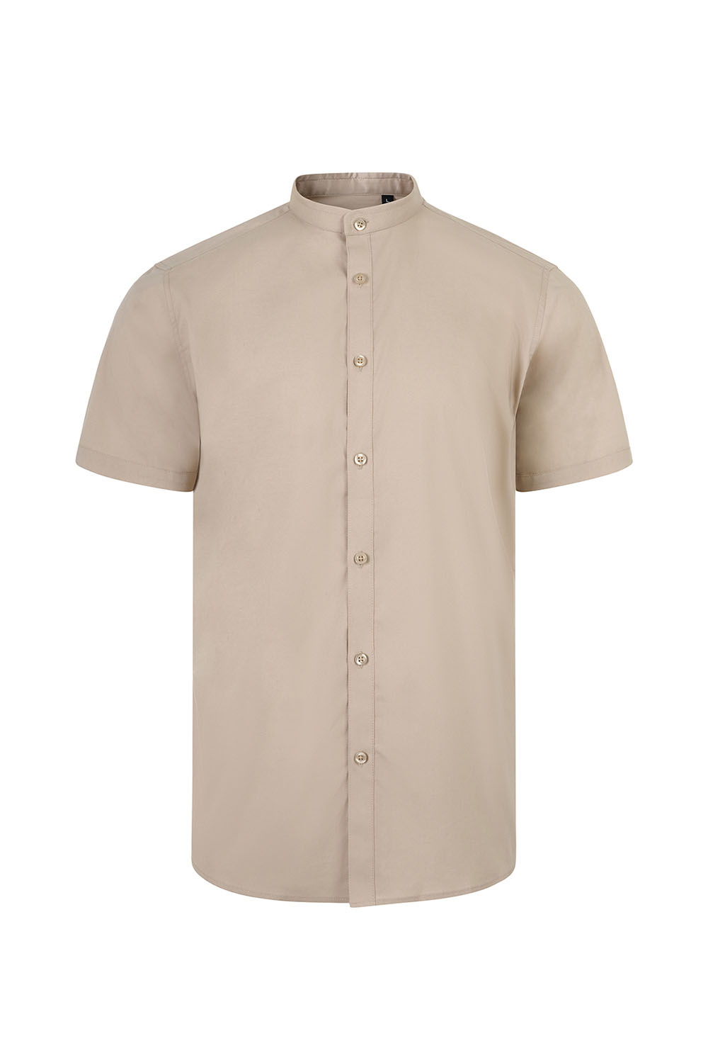 Koszula stretch z krótkim rękawem ze stójką męska 405012S - LIGHT BEIGE 47