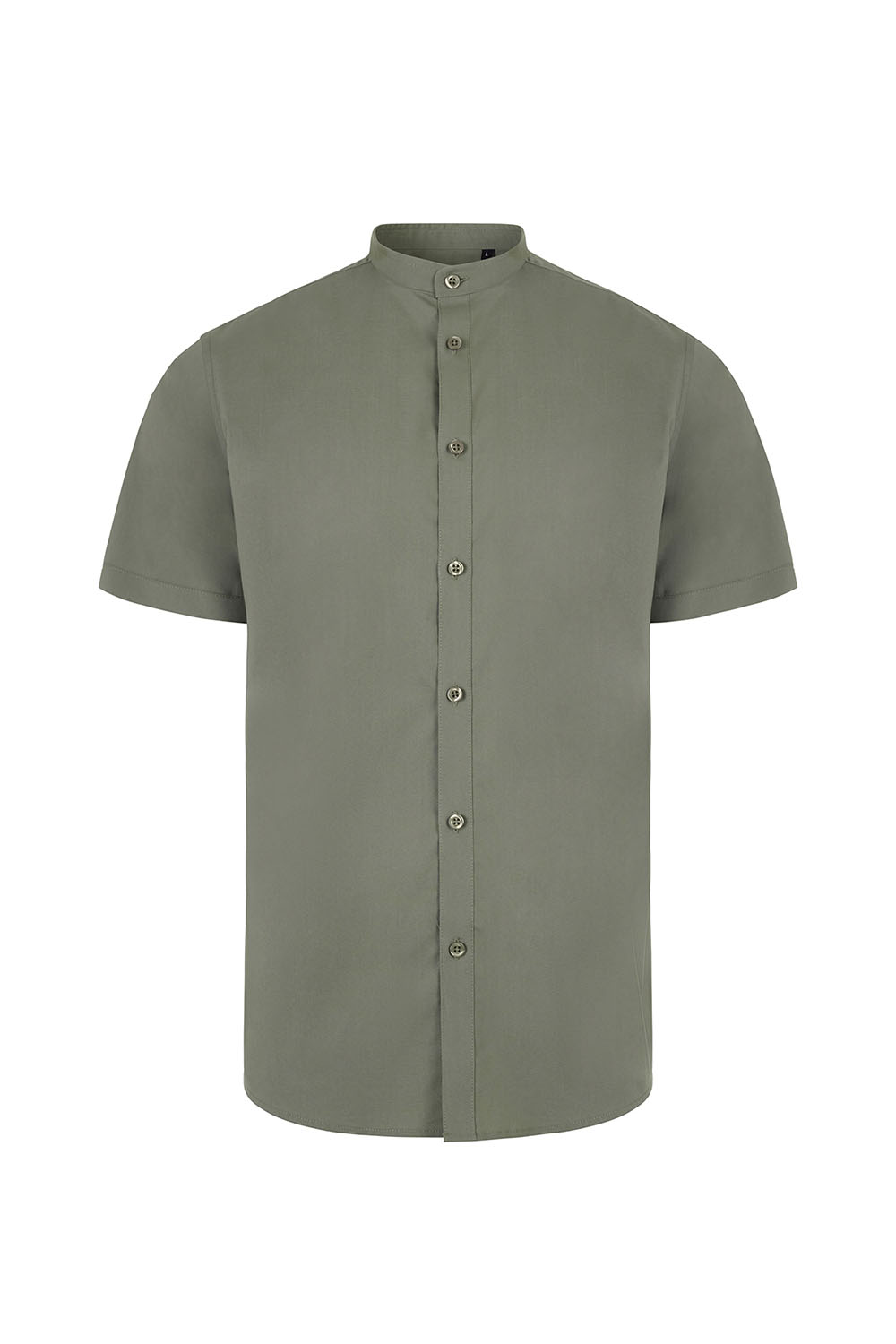 Koszula stretch z krótkim rękawem ze stójką męska 405012S - LIGHT OLIVE GREEN 35